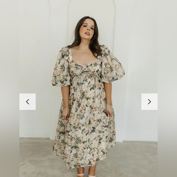 Worth Collective Harlow Maxi Dress in Champagne Floral Size Small Corset Smocked - Picture 3 of 14